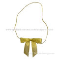 Metallic mesh ribbon bow with twist tie, for gift packaging decoration
